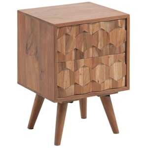 Hnědý akátový noční stolek Kave Home Khaleesi 40 x 35 cm