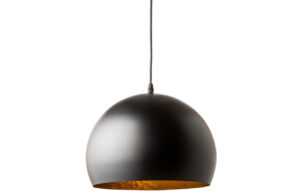 Moebel Living Matně černo zlaté kovové závěsné světlo Dome 30 cm