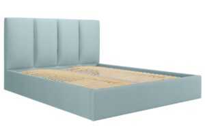 Světle modrá látková dvoulůžková postel MICADONI Pyla 160 x 200 cm s úložným prostorem