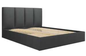 Šedá látková dvoulůžková postel MICADONI Pyla 140 x 200 cm  s úložným prostorem