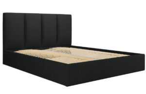 Černá látková dvoulůžková postel MICADONI Pyla 180 x 200 cm s úložným prostorem
