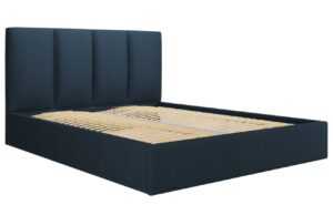 Modrá látková dvoulůžková postel MICADONI Pyla 180 x 200 cm s úložným prostorem