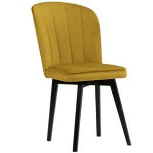 Žlutá sametová jídelní židle MICADONI SKARN