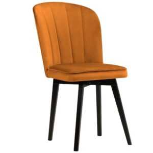 Oranžová sametová jídelní židle MICADONI SKARN