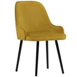 Žlutá sametová jídelní židle MICADONI FLINT