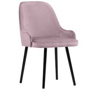 Růžová sametová jídelní židle MICADONI FLINT