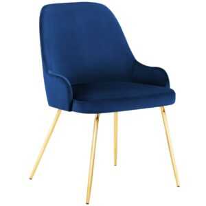 Královsky modrá sametová jídelní židle MICADONI CADIZ