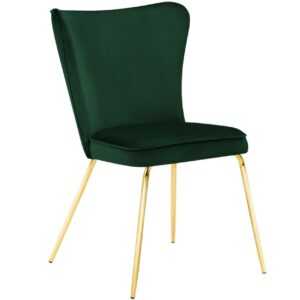 Tmavě zelená sametová jídelní židle MICADONI ARI