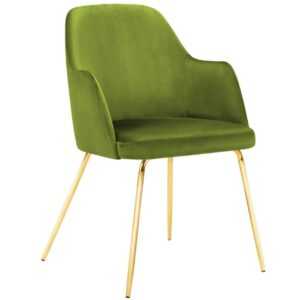 Zelená sametová jídelní židle MICADONI CHAYA