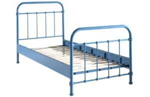 Modrá kovová postel Vipack New York 90 x 200 cm