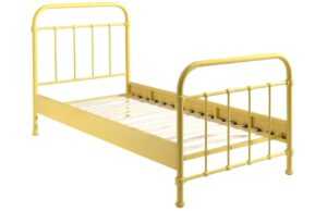 Žlutá kovová postel Vipack New York 90 x 200 cm
