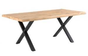 Dubový jídelní stůl Somcasa Corine 200 x 100 cm s černou podnoží