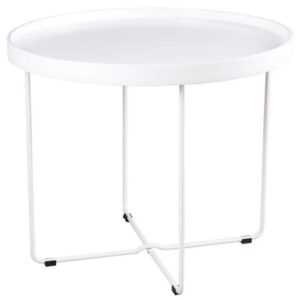 Bílý lakovaný kulatý konferenční stolek Somcasa Dave 60 cm