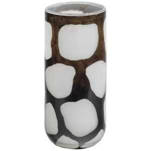 Hoorns Černobílá skleněná váza Jaime 28 cm