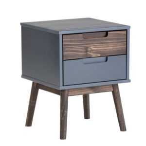 Antracitově šedý borovicový noční stolek Marckeric Nussa 40 x 40 cm