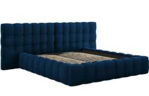 Královsky modrá sametová dvoulůžková postel MICADONI Mamaia 180 x 200 cm s úložným prostorem II.
