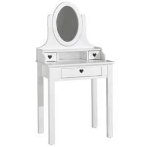 Bílý lakovaný toaletní stolek Vipack Amori 70 x 40 cm se zrcadlem