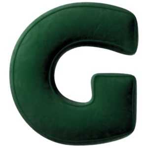 Yellow Tipi Tmavě zelený sametový polštář písmeno G 40 cm