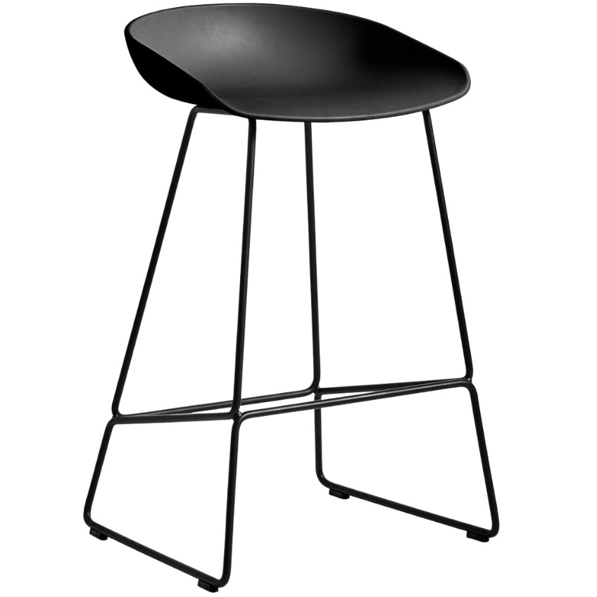 HAY Černá plastová barová židle AAS 38 s kovovou podnoží 74 cm