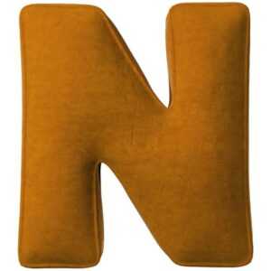 Yellow Tipi Cihlově oranžový sametový polštář písmeno N 40 cm