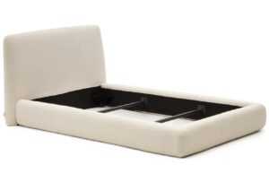 Béžová čalouněná dvoulůžková postel Kave Home Martina 90 x 200 cm