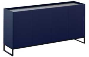 Modrá lakovaná komoda Windsor & Co Helene 160 x 40 cm s mramorovým dekorem