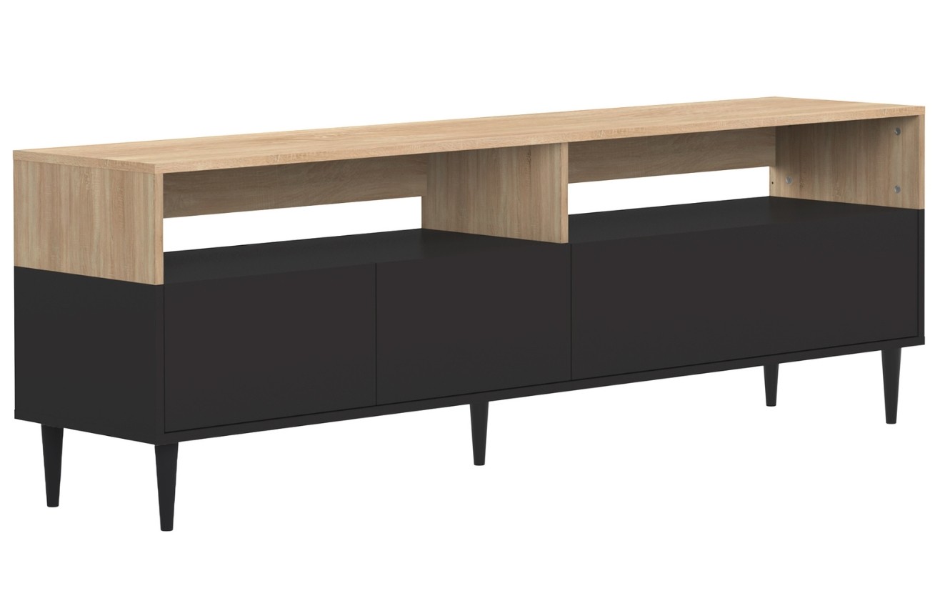 Černý TV stolek TEMAHOME Horizon 180x 40 cm s dubovým dekorem