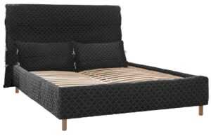 Černá čalouněná dvoulůžková postel Miuform Sleepy Luna 180 x 200 cm