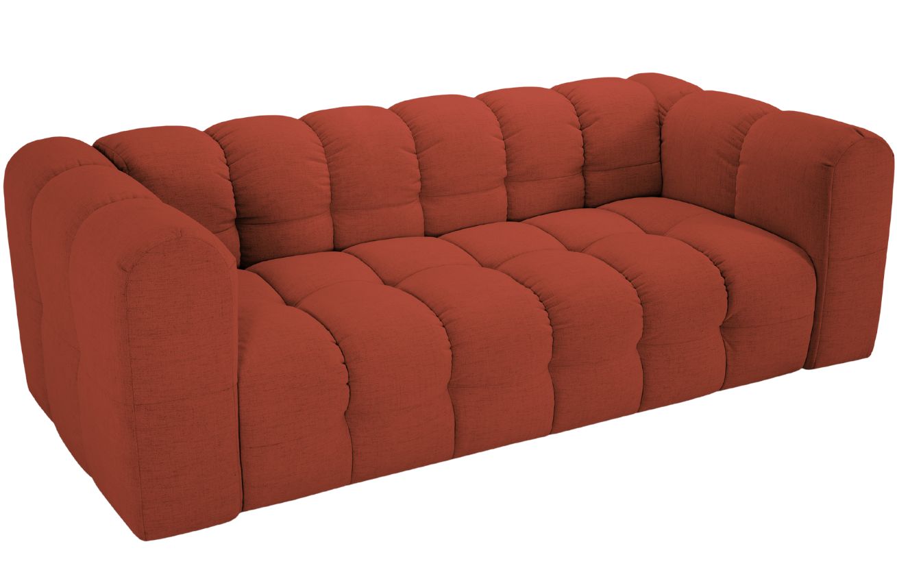 Terakotově červená čalouněná trojmístná pohovka MICADONI Mellow 220 cm