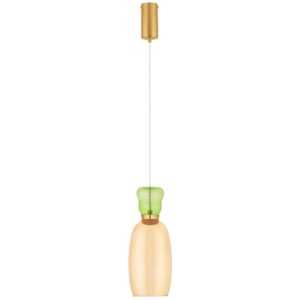 Žluto-zelené skleněné závěsné LED světlo Nova Luce Pluma 15 cm