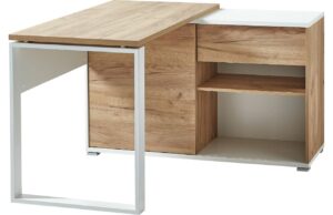 Germania Bílý kancelářský stůl Lioni 120 cm s dubovým dekorem