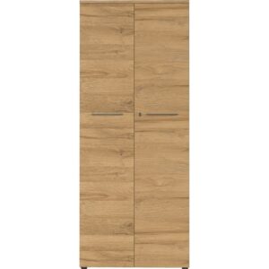 Germania Grafitově šedá kancelářská skříň Agenda II. 197 x 80 cm s dubovým dekorem