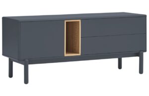 Antracitově šedý lakovaný TV stolek Teulat Corvo 140 x 40 cm