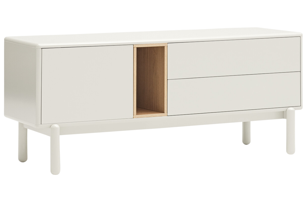 Krémově bílý lakovaný TV stolek Teulat Corvo 140 x 40 cm