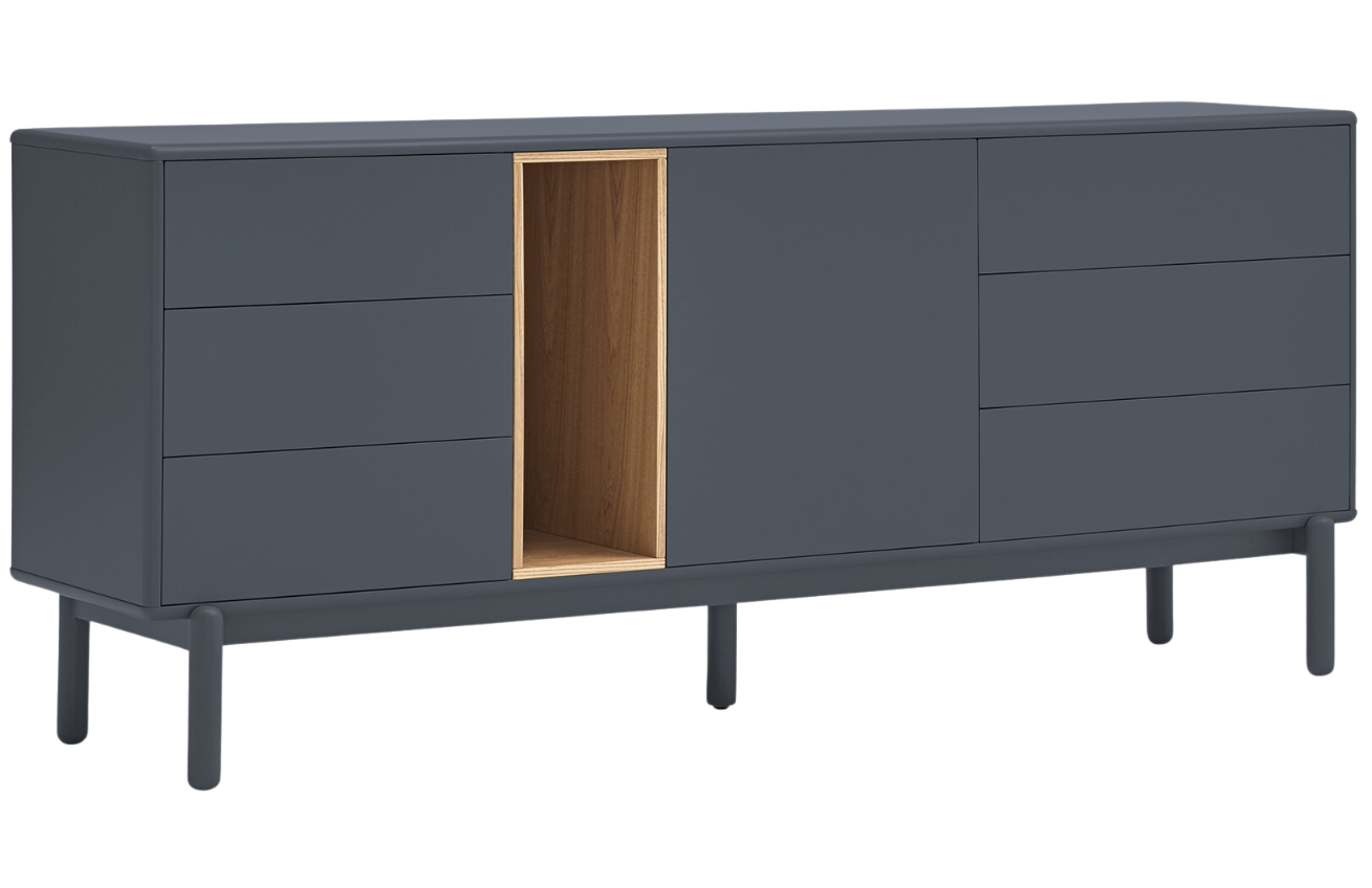 Antracitově šedá lakovaná komoda Teulat Corvo 180 x 40 cm