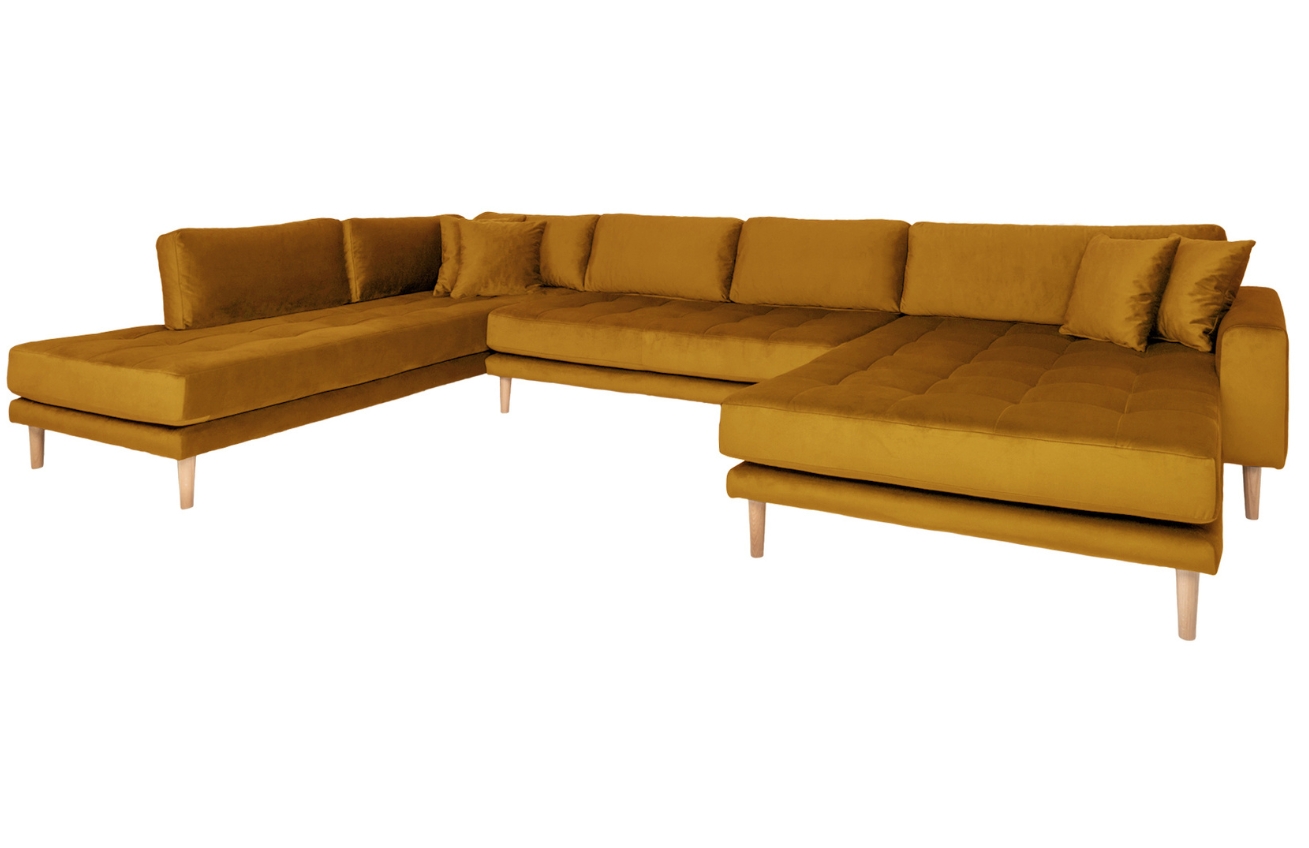 Nordic Living Sametová rohová pohovka Limo 370 cm