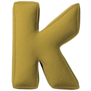Yellow Tipi Olivově zelený sametový polštář písmeno K 40 cm