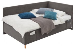 Antracitová manšestrová postel Meise Möbel Cool II. 120 x 200 cm