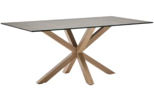 Kave Home Porcelánový jídelní stůl Argo 180 x 100 cm s přírodní podnoží