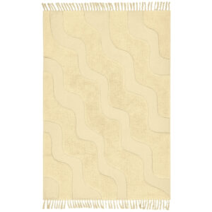 Jotex Světle žlutý bavlněný koberec WAVING 130 x 190 cm