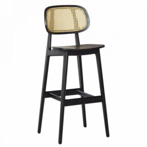 FormWood Černá dřevěná barová židle Rabbit 75 cm s výpletem