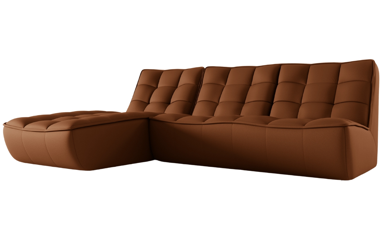 Maison Heritage Hnědá kožená rohová pohovka Moni 246 cm