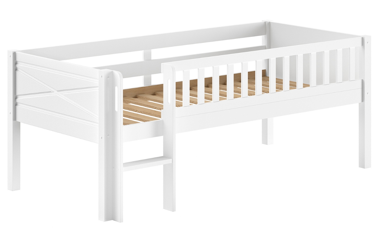 Bílá dřevěná dětská postel Vipack Scott 90 x 200 cm