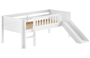 Bílá dřevěná dětská postel se skluzavkou Vipack Scott 90 x 200 cm