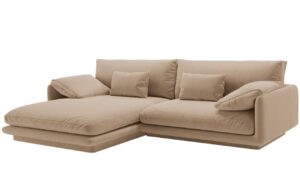 Micadoni Tmavě béžová sametová rohová pohovka Torino 250 cm