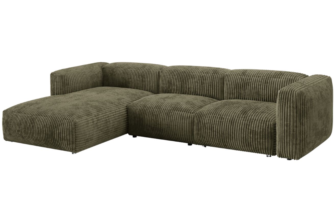 Micadoni Zelená manšestrová rohová pohovka Martina 330 cm