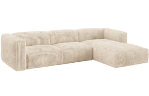 Micadoni Světle béžová manšestrová rohová pohovka Martina 330 cm