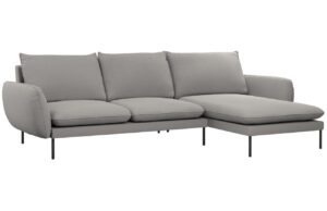 Cosmopolitan Design Šedá bouclé rohová pohovka Vienna 255 cm