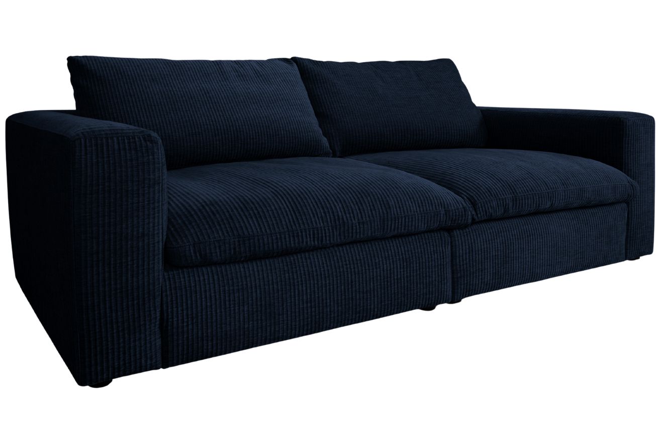 Micadoni Modrá manšestrová trojmístná pohovka Lazy 226 cm