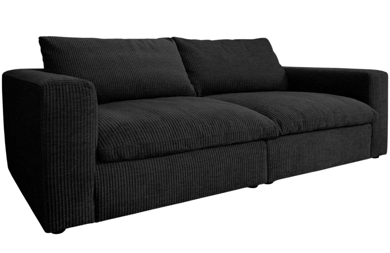 Micadoni Grafitově šedá manšestrová trojmístná pohovka Lazy 226 cm